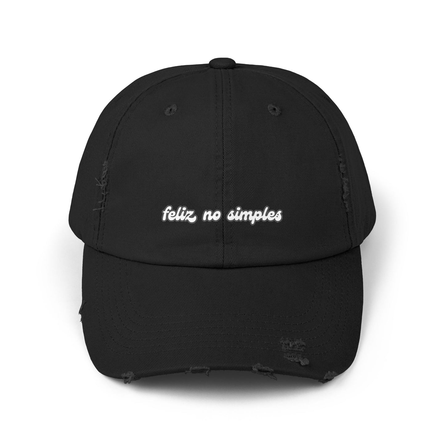 Feliz no Simples Hat Distressed Cap Brazil Quotes