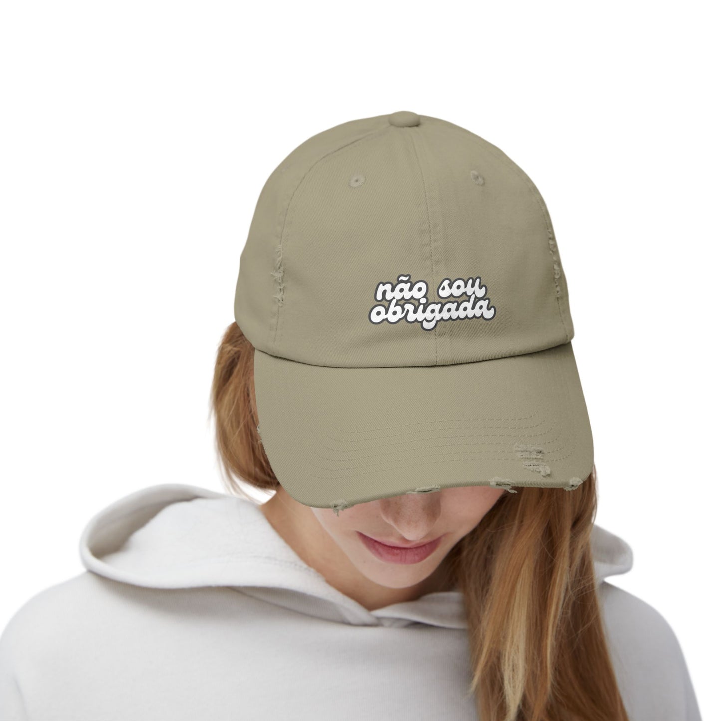 Não Sou Obrigada Hat Distressed Cap Brazil Quotes