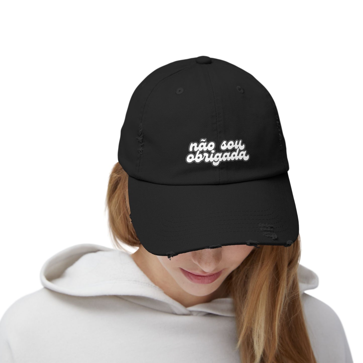 Não Sou Obrigada Hat Distressed Cap Brazil Quotes