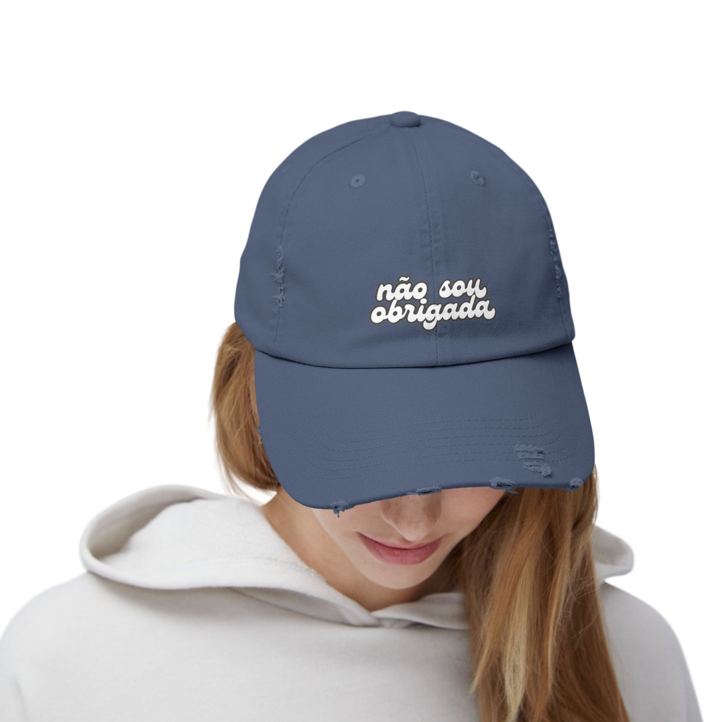 Não Sou Obrigada Hat Distressed Cap Brazil Quotes