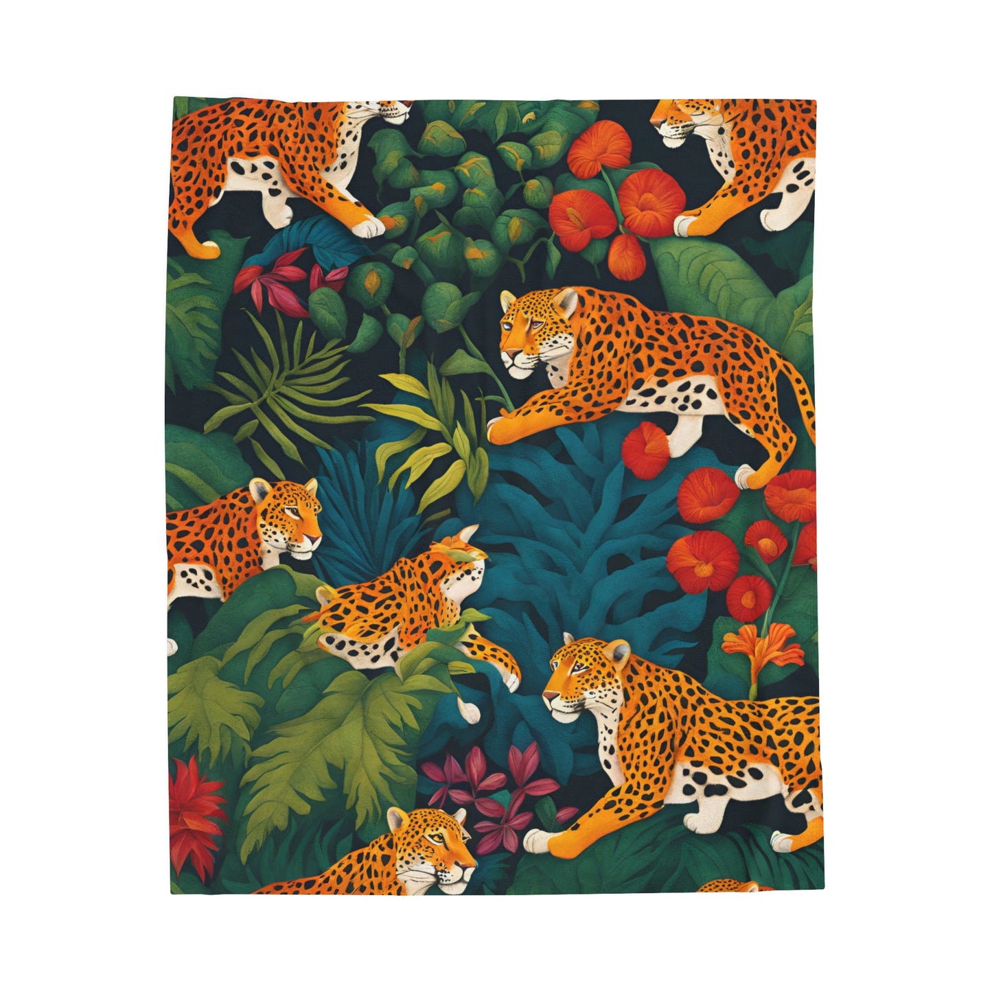 Vibrant Jaguar Plush Blanket